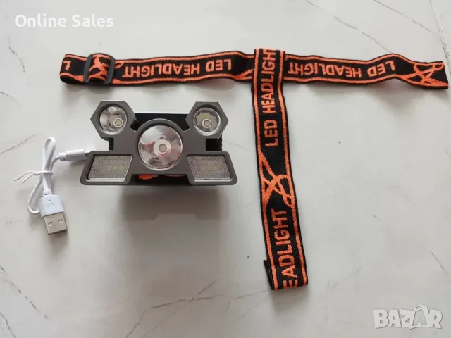 Мощен LED фенер, челник 5 LED светлини, акумулаторен фенер за глава, снимка 4 - Къмпинг осветление - 56167397
