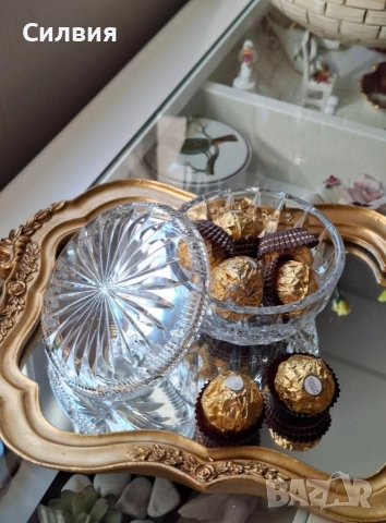 Малка кристална купа с капак , снимка 3 - Декорация за дома - 52921464