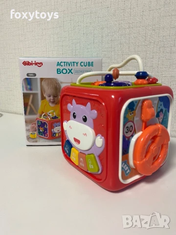 Малък бебешки занимателен куб - 6 в 1, сортер, волан, пиано, музика и светлини, снимка 5 - Образователни игри - 51263951