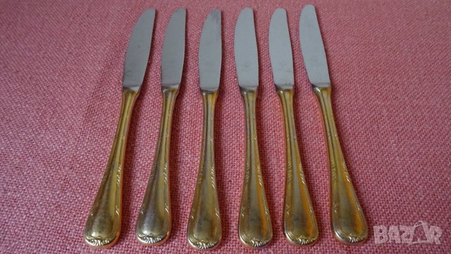 Solingen KUPPELS BESTECK , 18/10 HARTVER GOLDET 23/24 KARAT комплект 6 бр ножове с позлата, снимка 7 - Прибори за хранене, готвене и сервиране - 31142102