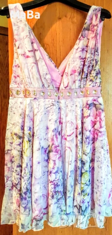 Английска КЪСА ОФИЦИАЛНА РОКЛЯ с кристали - S, M, снимка 3 - Рокли - 50781089