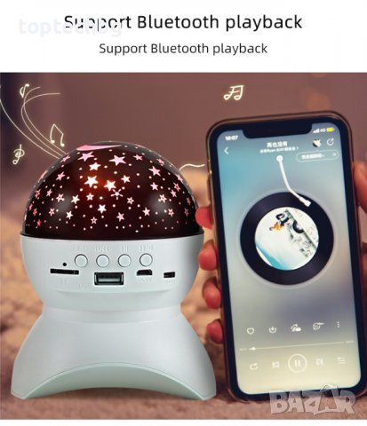 Нощна лампа STAR MASTER с Bluetooth Звезден планетариум, ВЪРТЯЩ СЕ, снимка 2 - Детски нощни лампи - 38869683