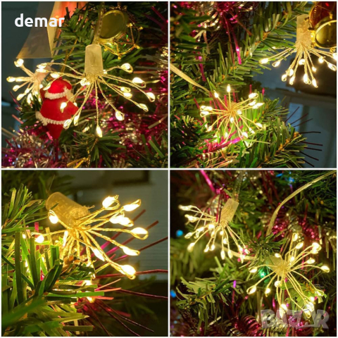 KINGCOO LED светлини фойерверк верижни за декорация с батерии и дистанционно управление, топло бяло , снимка 8 - Декорация за дома - 44533723