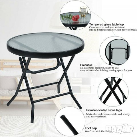 ПРОМОЦИЯ Сгъваема маса с кръгла форма в компактен размер PHIVILLA PV-311-WT, снимка 6 - Маси - 39824888