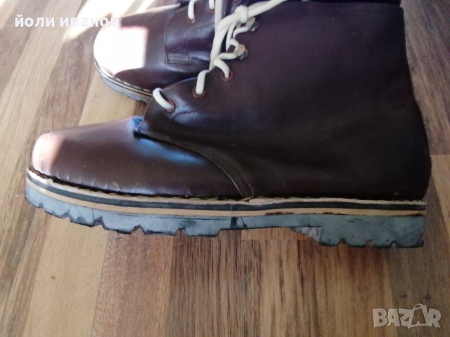 Зимни кожени,шити високи обувки 48 номер,за широк крак, снимка 4 - Мъжки боти - 39150196