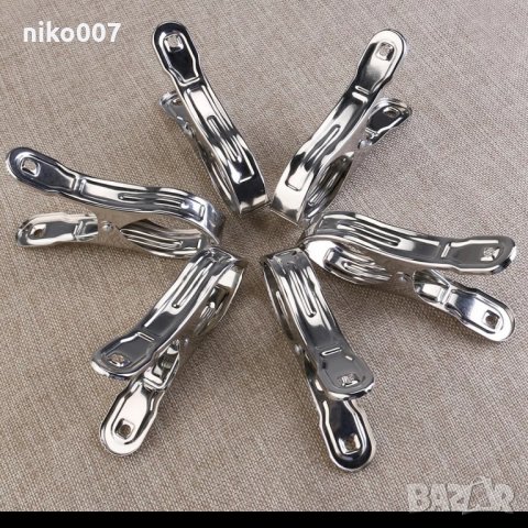 6бр. Универсални от Неръждаема стомана Големи плажни щипки за кърпи, снимка 5 - Други стоки за дома - 30180892