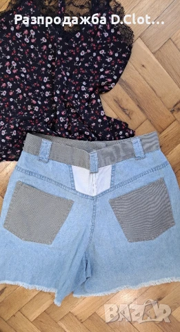 топ и къси памучни дънки, снимка 4 - Къси панталони и бермуди - 50573199