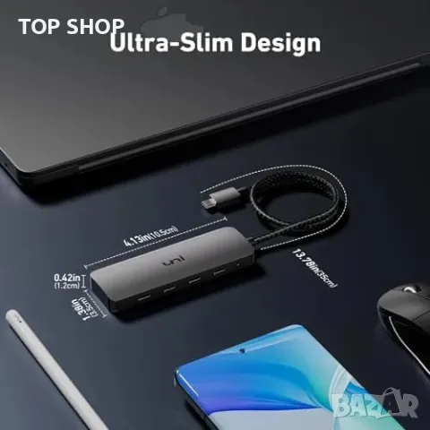 Нов USB-C хъб 10Gbps с 4 порта и 100W захранване за MacBook, iPad, снимка 9 - Друга електроника - 49451192