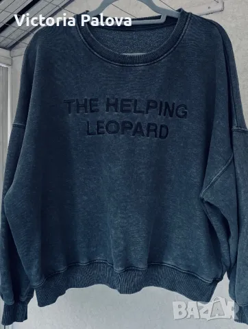 Блуза органик памук,кроп, овърсайз THE HELPING LEOPARD , снимка 2 - Блузи с дълъг ръкав и пуловери - 48840473