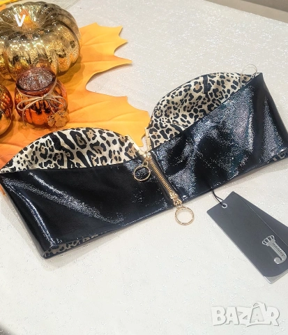 Дамски черен кожен панталон клин Junona Юнона топ бюстие риза блуза боди, снимка 13 - Панталони - 53972446