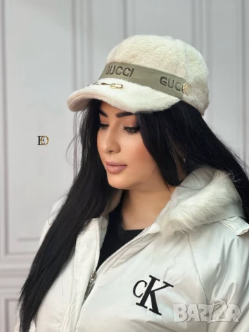 Пухена шапка с козирка gucci, снимка 5 - Шапки - 51427031