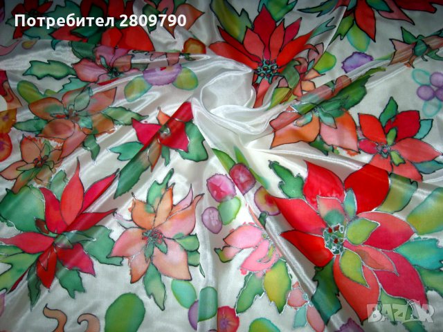 Чудесен шал от естествена коприна Коледна звезда / Wonderful shawl of natural silk Christmas star, снимка 2 - Шалове - 35278098