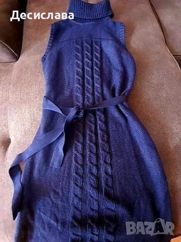 Рокля Calvin Klein плетена, тъмно синя, снимка 1 - Рокли - 42859452