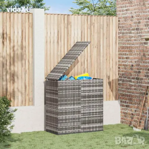 vidaXL Кутия за градински възглавници PE ратан 100x49x103,5 см сива（SKU: 317225）, снимка 2 - Градински мебели, декорация  - 56145902