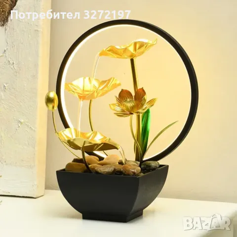 USB 3-степенен релаксиращ настолен,водопад-фонтан,LED пръстеновидна светлина за декорация., снимка 10 - Декорация за дома - 49749695