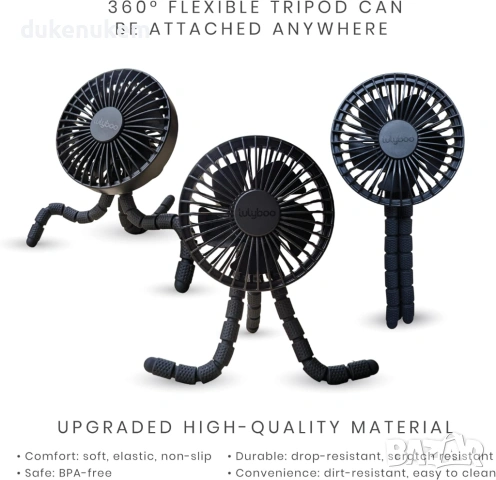 Акумулаторен вентилатор за количка – с клипс, 360° регулируем, водоустойчив, снимка 7 - Вентилатори - 53270299