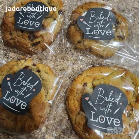 12 бр Черни стикери с форма ръкавица Baked with love, снимка 2 - Други - 48566308