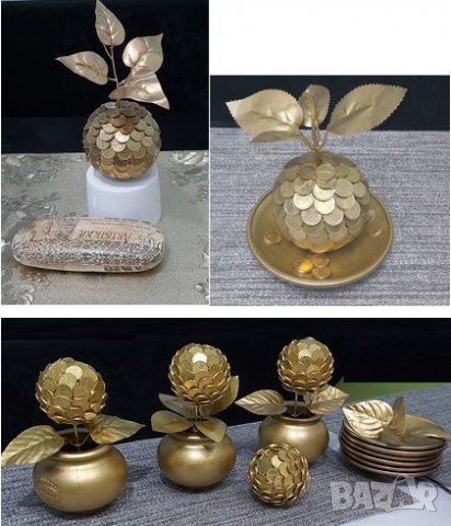 Златна ябълка на изобилието и парите, снимка 2 - Декорация за дома - 28058723