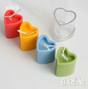 3D сърце цилиндър пластмасова прозрачна форма молд за направа на свещ шоколад сапун декор