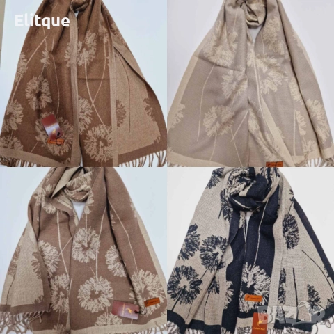 Елегантен дамски шал в различни цветове и с принт на глухарчета, снимка 5 - Шалове - 52832158