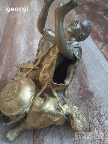 бронзова статуетка масив африкански музикант   19/1, снимка 4 - Статуетки - 44156520