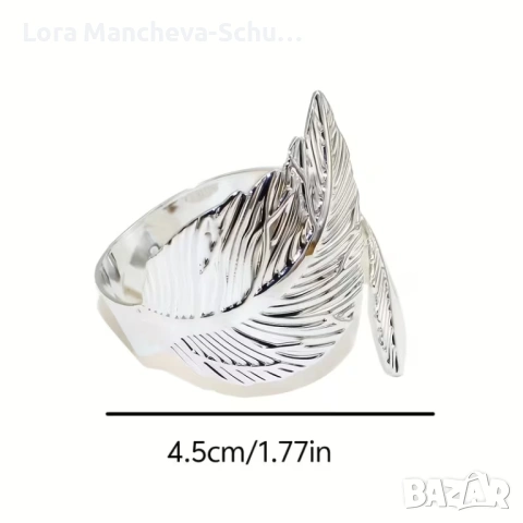 Сребристи пръстени (рингове) за салфетки с дизайн „Перо“ – 200 бр., снимка 3 - Декорация за дома - 53909721