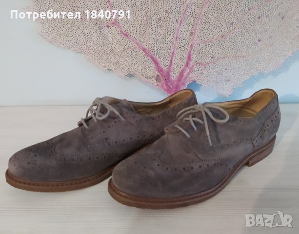 Велурени Оксфорд дамски обувки – сиви, с връзки, № 40 , снимка 3 - Дамски ежедневни обувки - 34346062
