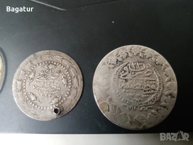 Лот 2 броя османски монети, сребро, гюмюш, 1223, снимка 2 - Нумизматика и бонистика - 50423078