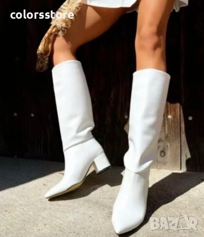 Ботуши на ток - бяла кожа - BR30