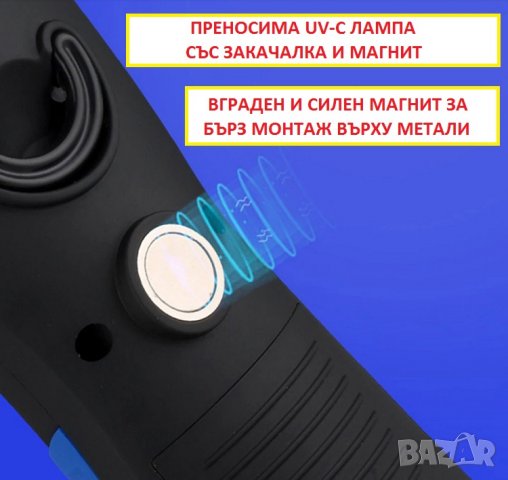 АНТИБАКТЕРИЦИДНА UV-C Лампа със Закачалка и Магнит - Разпродажба със 70% Намаление, снимка 9 - Друга електроника - 29313530
