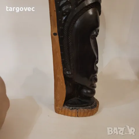 Масивна абаносова африканска фигура статуетка маска, снимка 3 - Антикварни и старинни предмети - 47680663