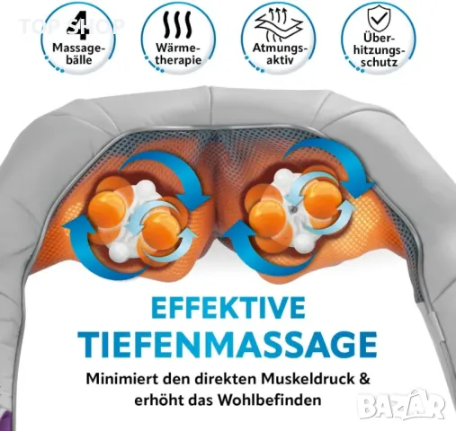 Висококачествен шиатсу масажор VITALmaxx Shiatsu and Massage, снимка 5 - Масажори - 48780172