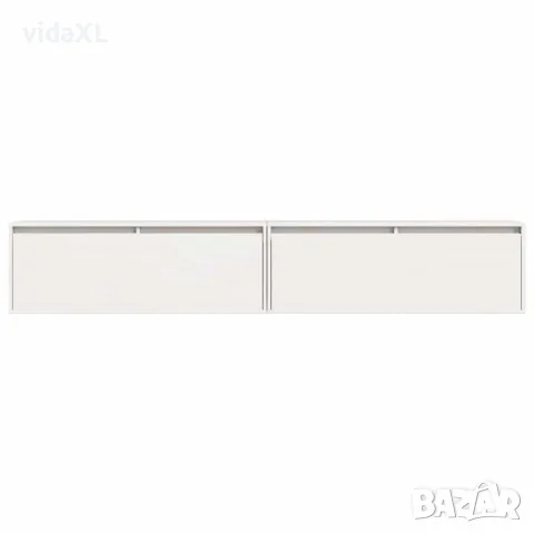 vidaXL Стенни шкафове, 2 бр, бели, 100x30x35 см, бор масив, снимка 5 - Шкафове - 56147992