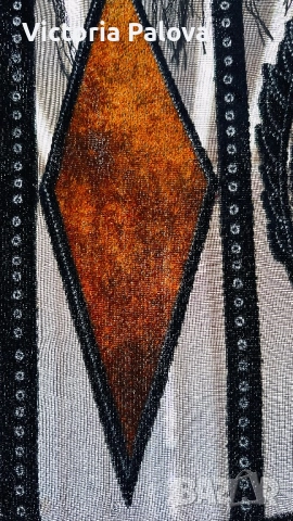 Луксозен дизайнерски шал от коприна и кадифена вискоза - истинско бижу, снимка 7 - Шалове - 52720150