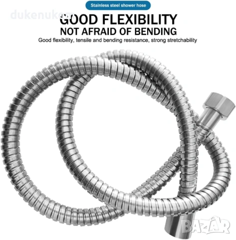 Гъвкав душ маркуч 3 м – противоусукващ, неръждаема стомана, снимка 5 - Смесители - 53229295
