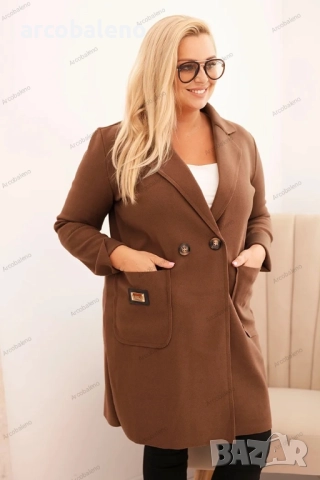 Елегантно дамско палто Plus Size с яка и големи джобове, 8цвята , снимка 2 - Палта, манта - 51458388