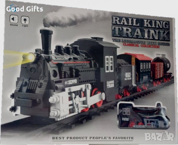 Детски класически влак със звук и светлина , 495см релси