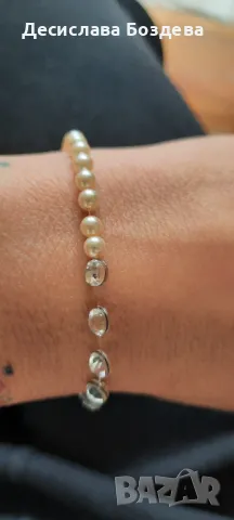 Гривна с перли и кристали SWAROVSKI , снимка 3 - Гривни - 50262747