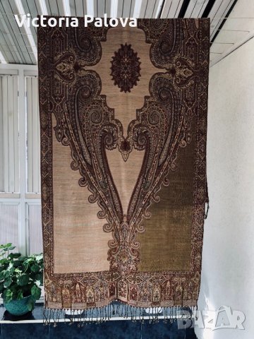 Огромен двуцветен шал ELLE NOR,100% вълна, снимка 4 - Шалове - 31291241