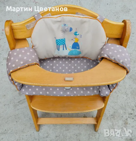 Винтидж дървено бебешко столче за хранене, снимка 2 - Комплекти за бебе - 49752604