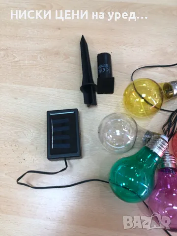 Верига от 10 многоцветни соларни LED лампи със соларна батерия, снимка 4 - Други - 48379381