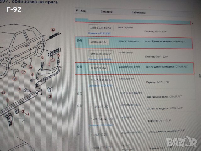 1H6853750N 8SY**НОВО**декоратина лепенка за ГОЛФ 3 , снимка 3 - Части - 31354374