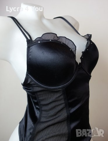 75В черен сатенен корсет, снимка 3 - Корсети, бюстиета, топове - 44186097