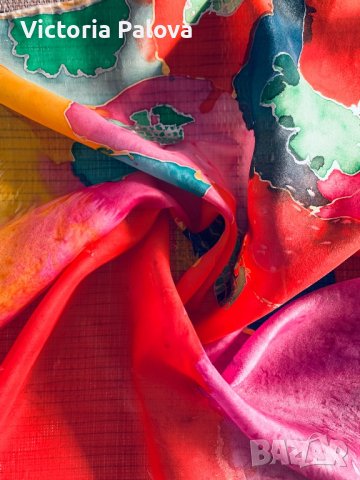 Копринен шал 53/56см, снимка 3 - Шалове - 36652477