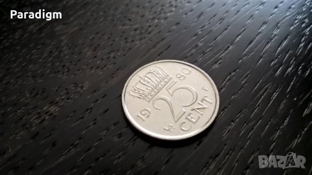 Монета - Холандия - 25 цента | 1980г., снимка 1 - Нумизматика и бонистика - 29335752