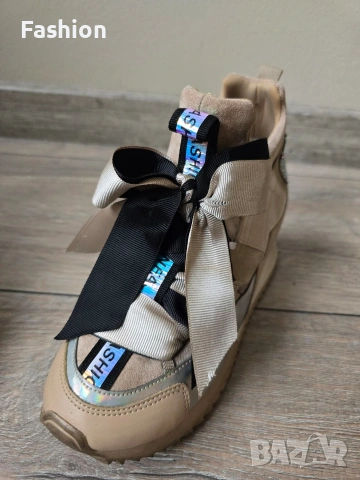 Дамски маратонки \ сникърси на платформа с панделка., снимка 5 - Маратонки - 53093874