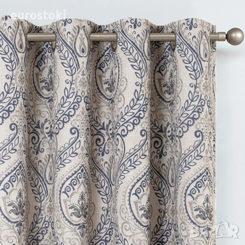 TOPICK Комплект от 2 непрозрачни завеси, 130 х 175 см, термоизолирана завеса с капси, флорален принт, снимка 5 - Пердета и завеси - 51855129