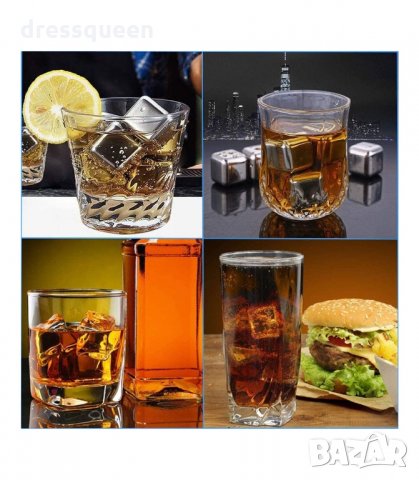 2909 Метални кубчета за охлаждане на напитки с щипка, снимка 3 - Аксесоари за кухня - 34265907