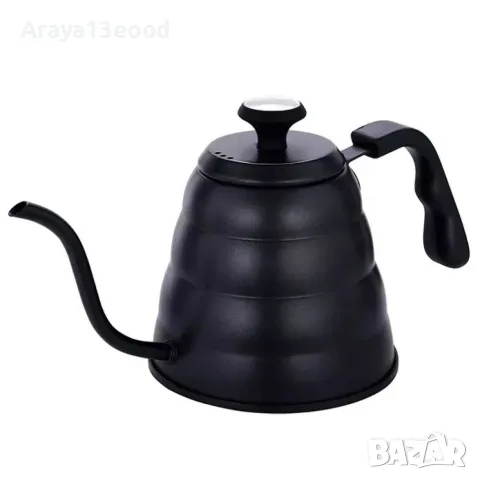Кана за кафе Pour Over 1.2 л с вграден термометър – черна