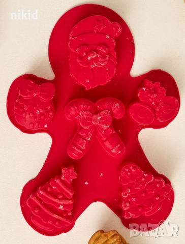 Дядо Коледа Бастунчета елха порарък Коледен силиконов молд дълбоки за гипс сапун шоколад мъфини свещ